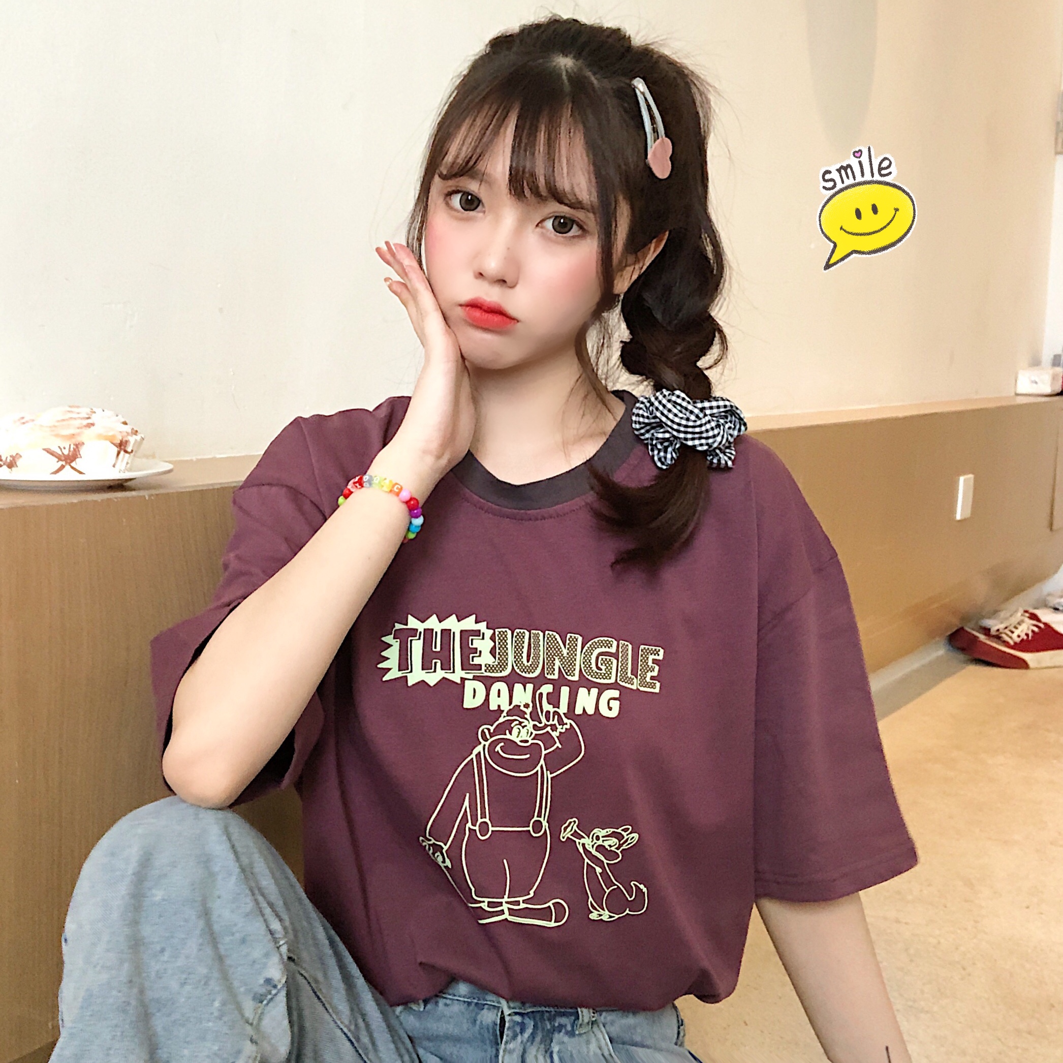 Real shot retro design minority short sleeve T-shirt women's fashion summer T-shirt