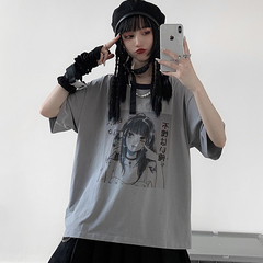 Real shooting summer new Harajuku style cartoon printing loose short sleeve T-shirt