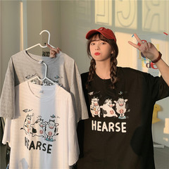 Cartoon print short sleeve T-shirt women 2021 loose Korean ins niche design top