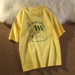 實拍原創 日系純棉短袖t恤女寬鬆韓版ins潮可鹽可甜chic港味上衣