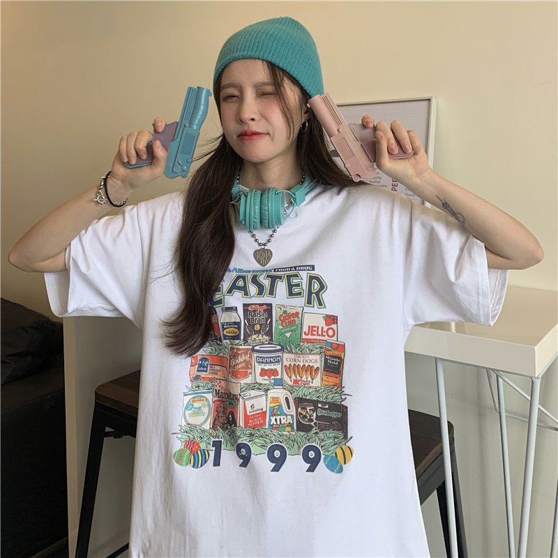 Real shot new cartoon printing Korean Short Sleeve T-shirt printing