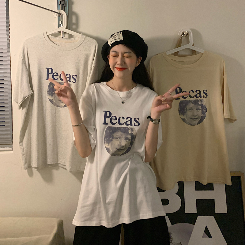 實拍  復古短袖T恤女
