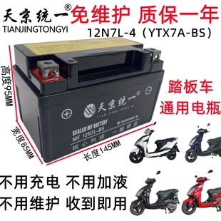 摩托车电瓶YTX7A-BS女装通用12v7a天京统一125干电瓶踏板车用电池