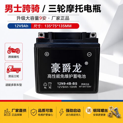 豪爵龙12V9A踏板弯梁摩托车电瓶