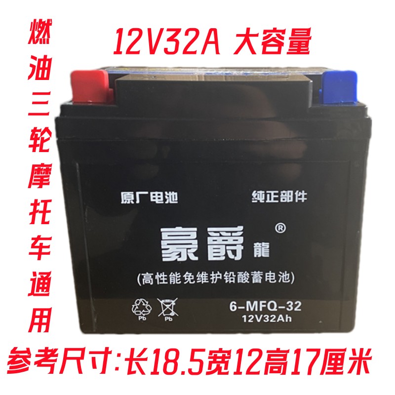 三轮摩托车电池12V32A免维护电瓶宗申福田隆鑫燃油三轮通用