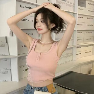 辣妹背心 针织吊带上衣女春夏外穿紧身基础款 港味短款 内搭打底无袖