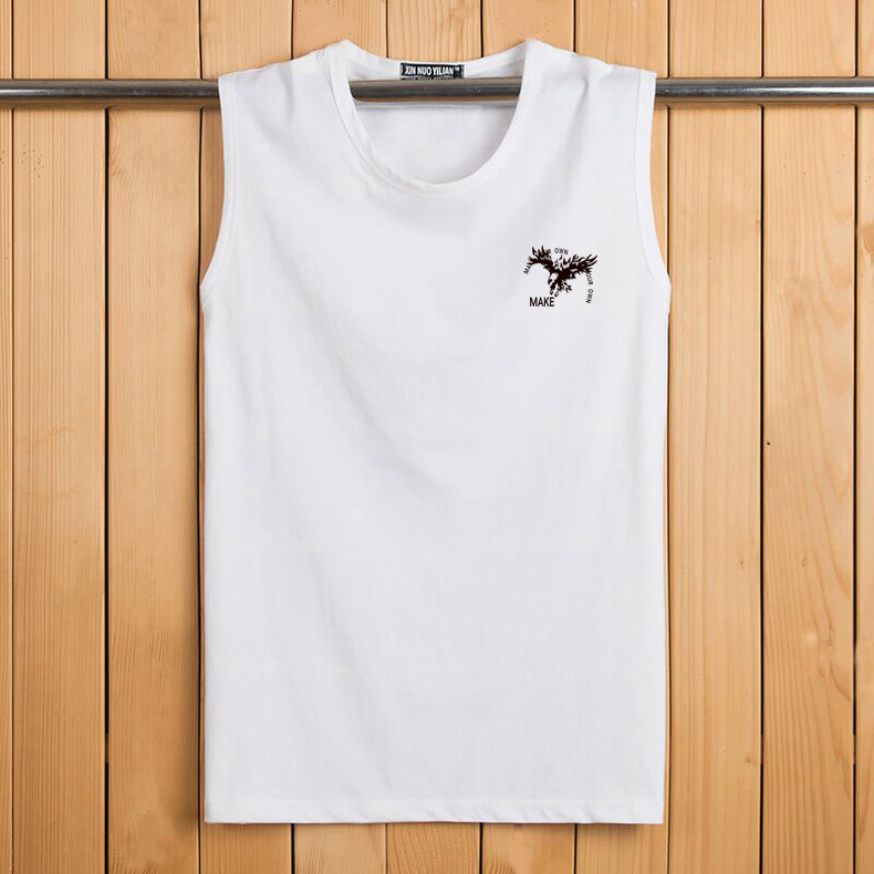 SUMMER FITNESS SPORTS COTTON VEST SLEEVELESS T-SHIRT LOOSE PERSONALITY OUTER WEAR HURDLES WIDE SHOULDER MENS LARGE SIZE WAISTCOAT TIDE