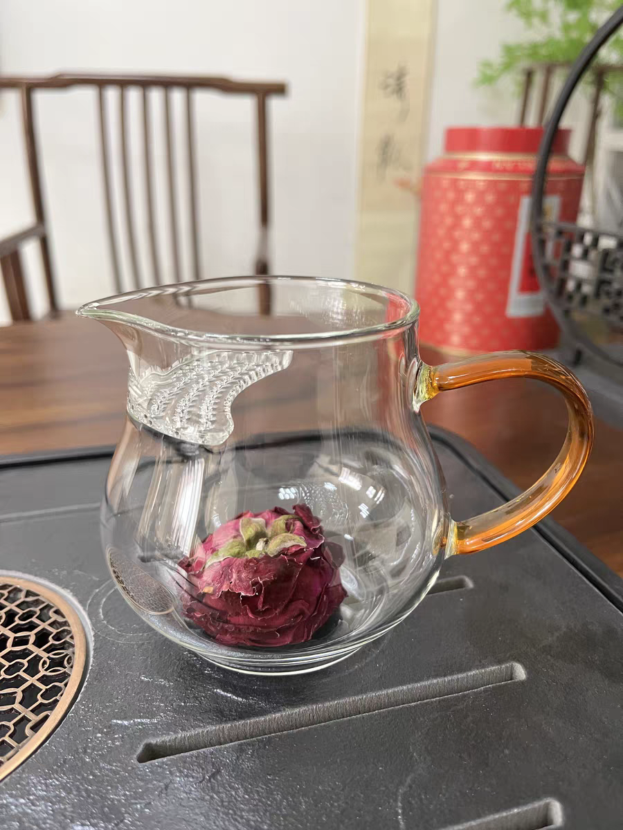 月牙过滤茶杯玻璃月牙公道杯高硼硅大容量加厚防爆公道杯侧把防烫