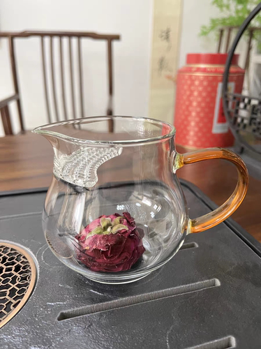 月牙过滤茶杯玻璃月牙公道杯高硼硅大容量加厚防爆公道杯侧把防烫