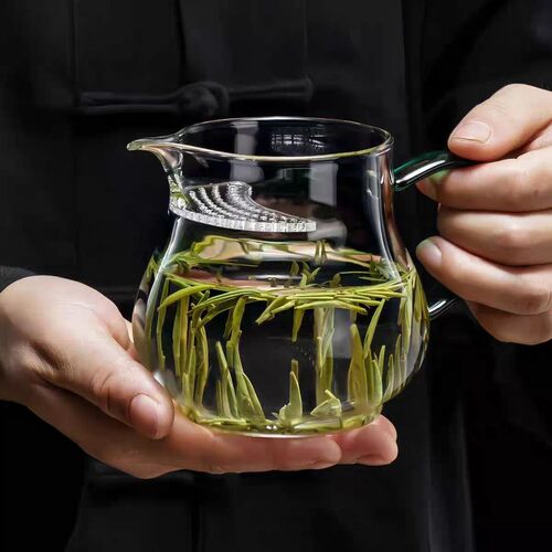 高硼硅玻璃月牙公道杯过滤茶壶茶漏一体茶水分离豪华玻璃月牙公杯