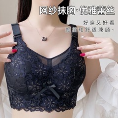 防走光抹胸内衣夏天薄款大胸显小大码收副乳调整型文胸女束胸