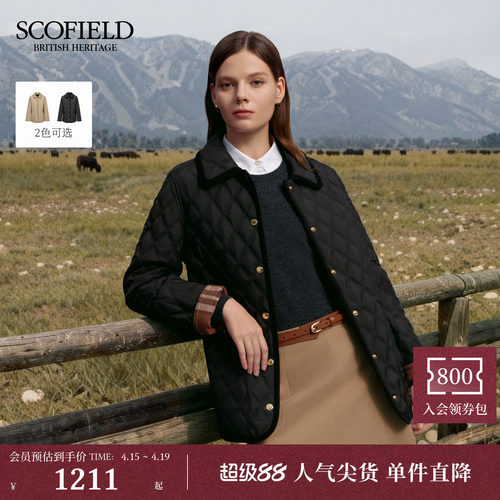 Scofield女装简约灯芯绒拼接棉服