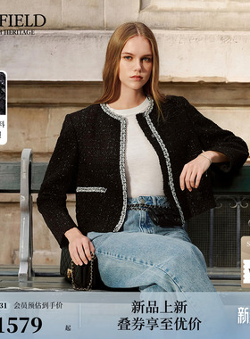 【小香风】Scofield女装矜雅千金羊毛粗花呢短外套2026春季新品