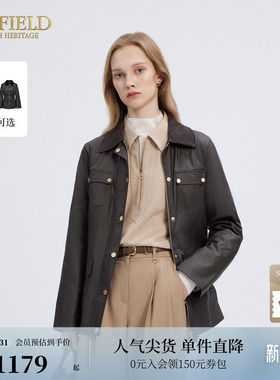 Scofield女装英伦复古绗棉夹克外套收腰修身棉服冬季