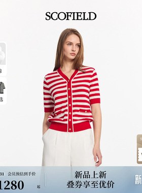 【棉100%】Scofield女装复古海军风条纹撞色针织衫2026春夏新品