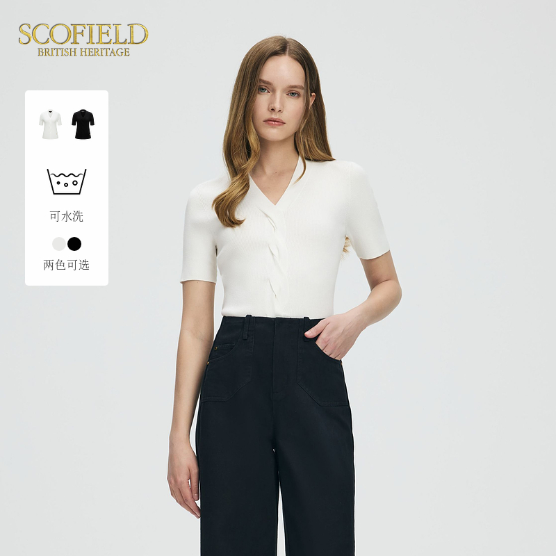 Scofield女装可水洗绞花针织短袖