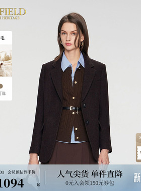 【100%羊毛】Scofield女装干练西装复古棕色保暖外套冬季