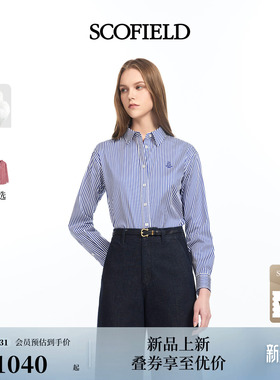 【含棉】Scofield女装都市通勤撞色条纹衬衫船锚刺绣2026春季新品