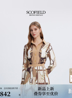 Scofield女装都市个性复古撞色锁链印花长袖衬衫2026春季新品