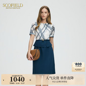 Scofield女装 裙子 领口褶皱链条印花包容假两件连衣裙夏季