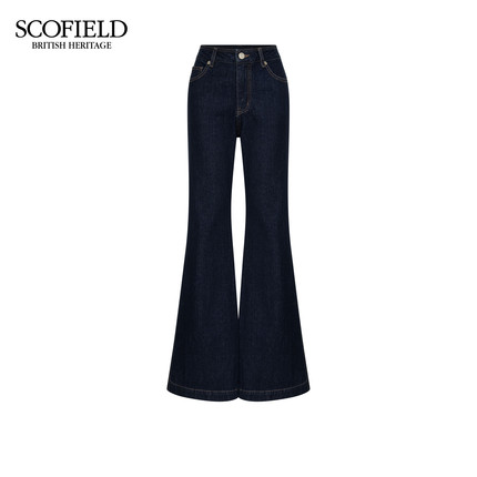【含棉】Scofield女装时髦复古喇叭高腰牛仔裤皮标2025秋冬新品