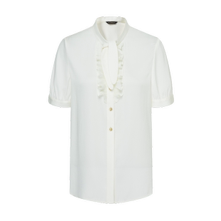 【甄选真丝】Scofield女装波浪褶皱衬衫泡泡袖上衣夏季上衣