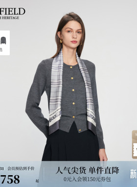 【羊毛100%】Scofield女装都市优雅针织开衫浮雕纽扣