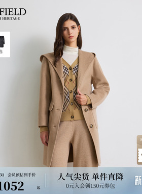 【羊毛+桑蚕丝】Scofield女装休闲连帽双面呢大衣