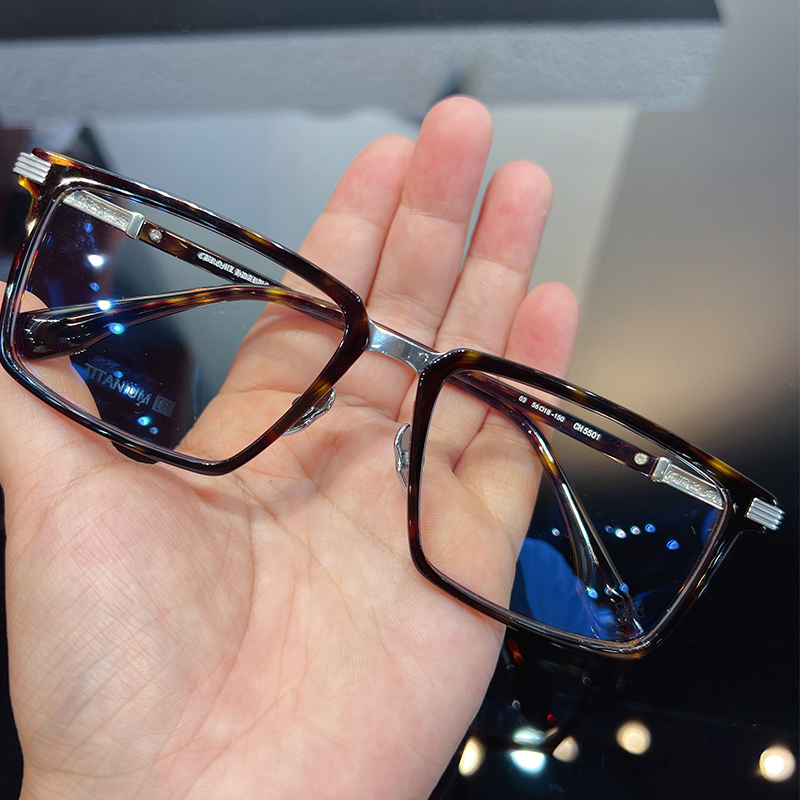 简丹克罗心潮百搭眼镜框架男女钛架超轻商务方形高度数大脸近视镜