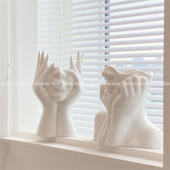 人体艺术陶瓷花瓶摆件 饰品插花设计简约北欧 轻奢人脸家居装