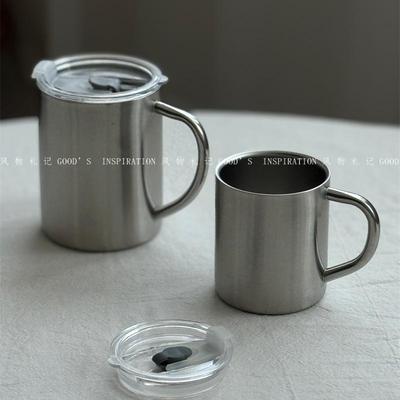 316不锈钢水杯加厚带盖双层防烫