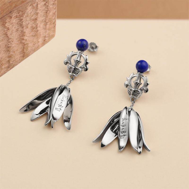 六字真言金刚杵莲花项链耳饰 醍醐金刚VAJRA 天然幸运青金石藏饰