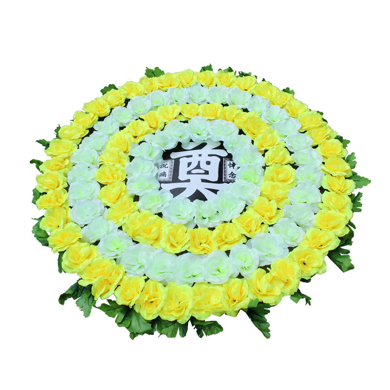 仿真玫瑰花圈布花塑料花大花圈便宜扫墓花殡仪馆装饰花祭祀花包邮