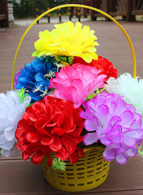 上坟清明节花仿真菊花篮扫墓用花