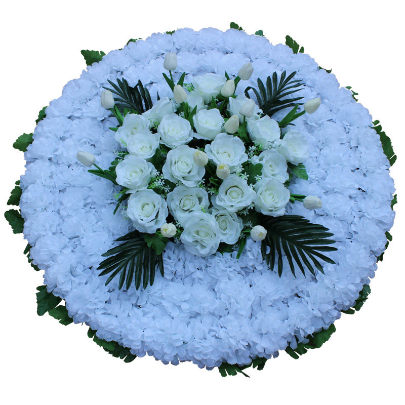 绢花圈仿真菊花圈直径1米布料花圈塑料花殡葬装饰花祭祀花摆放花