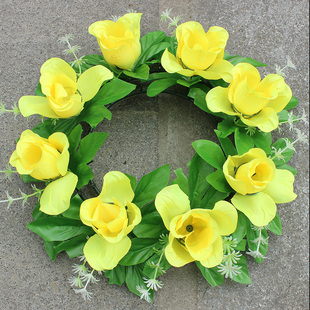 25CM玫瑰小花环清明节花仿真花扫墓用花假花小花圈祭祀花上坟绢花