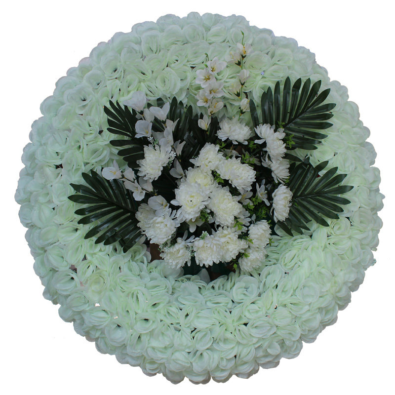 不锈钢假花圈1米绢花圈拱形玫瑰花圈殡仪馆装饰花祭祀摆放大花圈