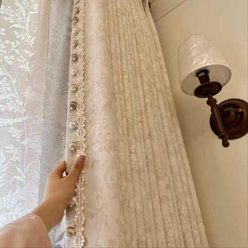 新款窗帘花边爆款高品质立边莫里斯花珍珠蕾丝木珠花边