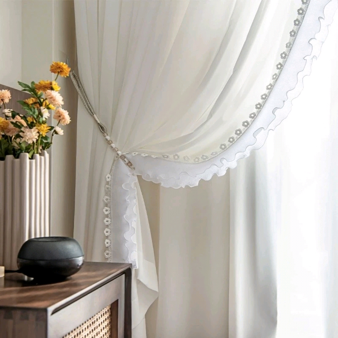 新款窗帘装饰立边小花木耳边花边侧边窗纱配饰辅料装饰拼接花边