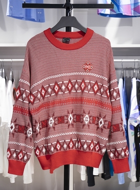 李宁秋冬款毛衣男子运动时尚潮流休闲宽松套头圆领编织衫AMBT247