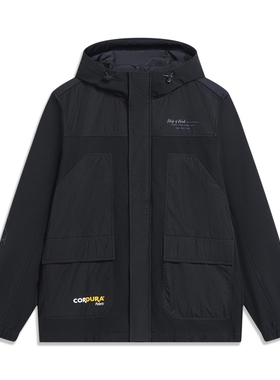 李宁韦德加绒保暖风衣男子宽松款防泼水连帽运动休闲外套AFDT693