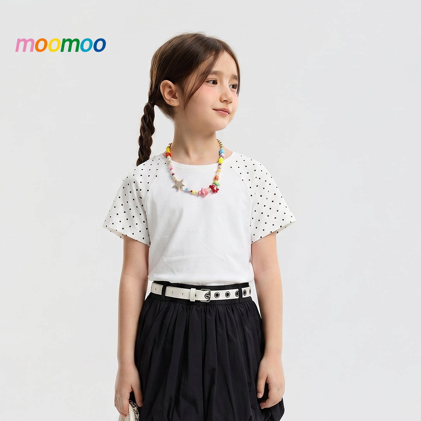 moomoo童装女童2026夏季新款水果领印花短袖甜美温柔