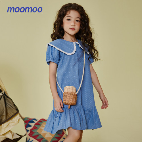 Moomoo童装女孩a型娃娃连衣裙