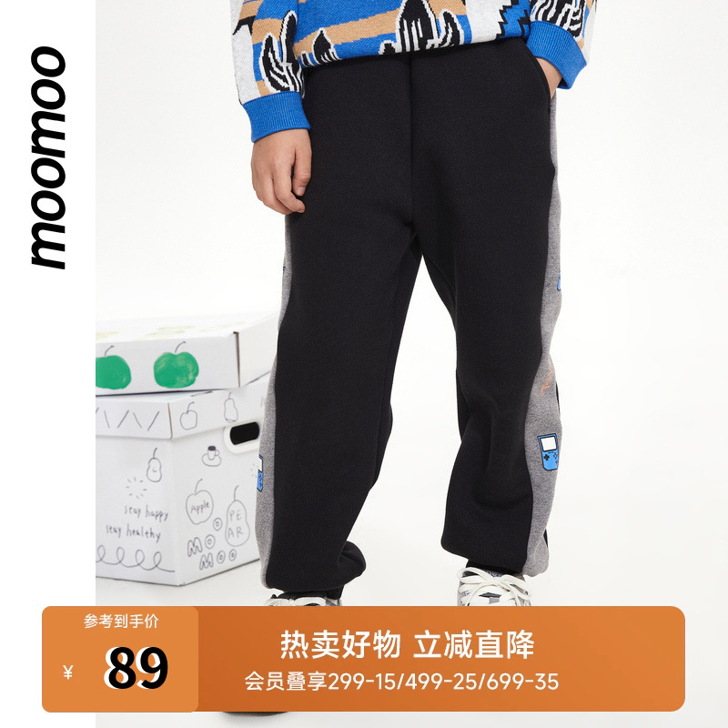 美特斯邦威童装男中童侧边字母印花针织印花长裤秋新款潮流百搭男