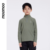 舒适百搭简约半拉链纯色长袖 美特斯邦威童装 上衣男25年春新款 T恤