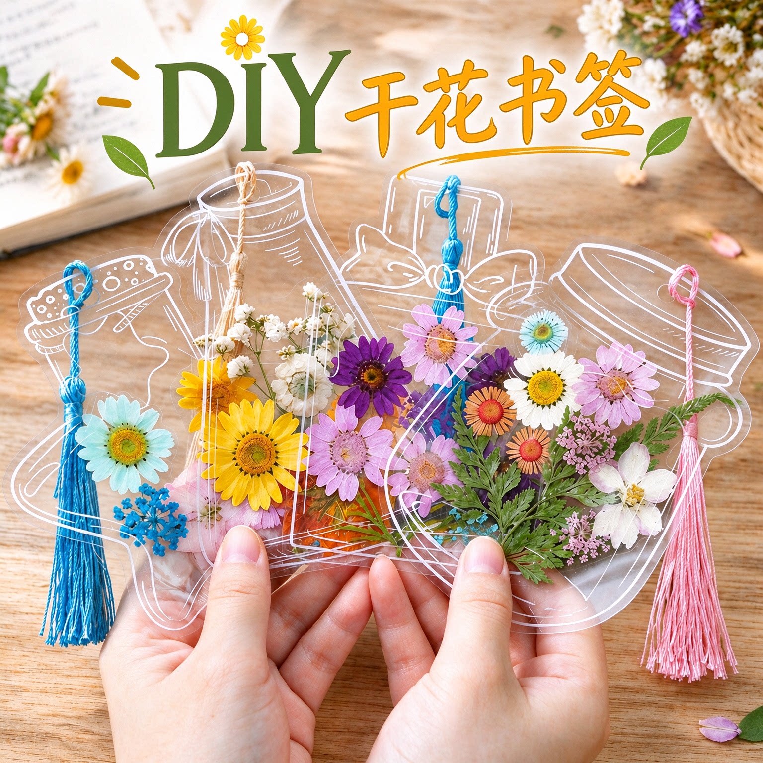 干花书签树叶标本植物标本塑封膜秋天收集枫叶小学生手工diy材料透明树叶粘贴画