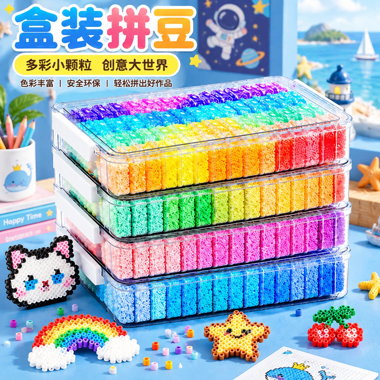 班可拉拼豆套装全套工具221色带熨斗材料包女手工diy融合豆子礼物