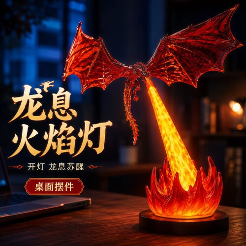 龙息灯飞龙喷火权游创意小夜灯氛围桌面摆件火焰台灯送男朋友礼物