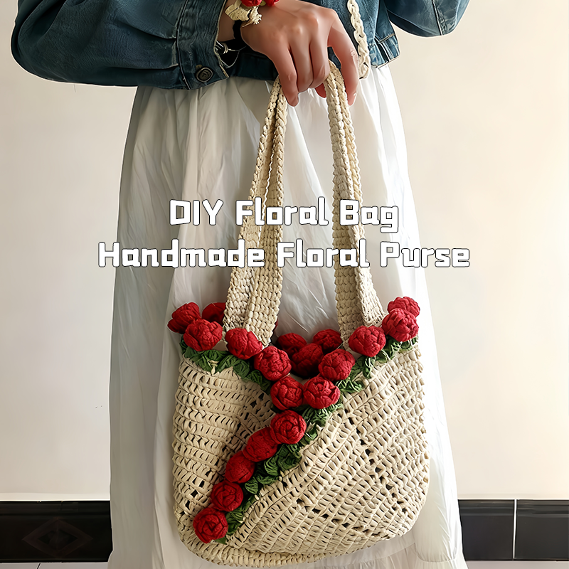 DIY钩织材料包浪漫玫瑰花花手工编织手提包男生送女生生日礼物