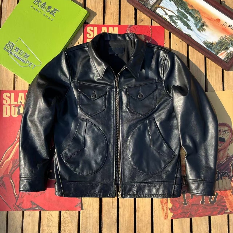刘德华同款门多萨薄款皮夹克